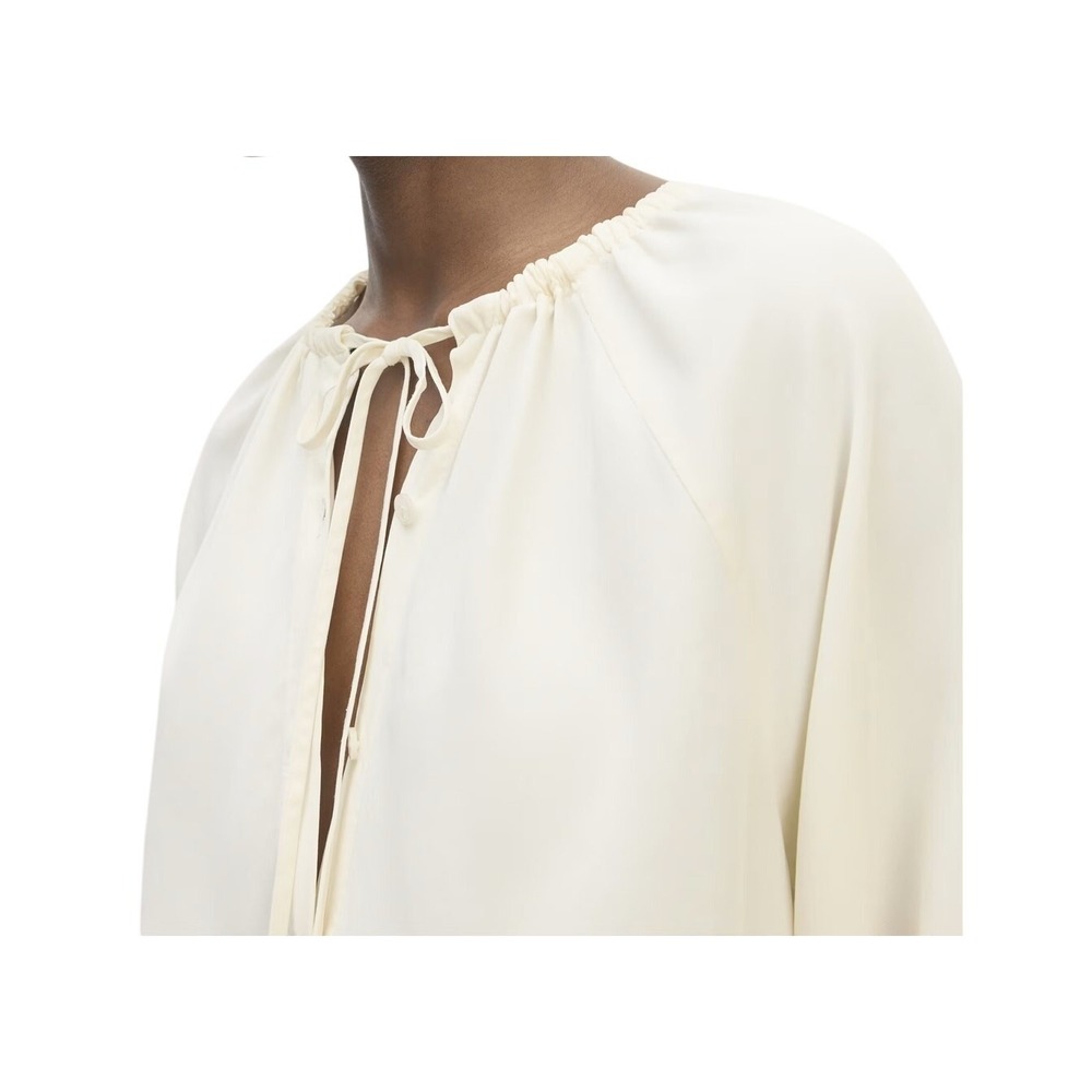 Everlane Gathered Blouse Bone White 100% Tencel Relaxed Minimalist Top Womens XL - Picture 3 of 14